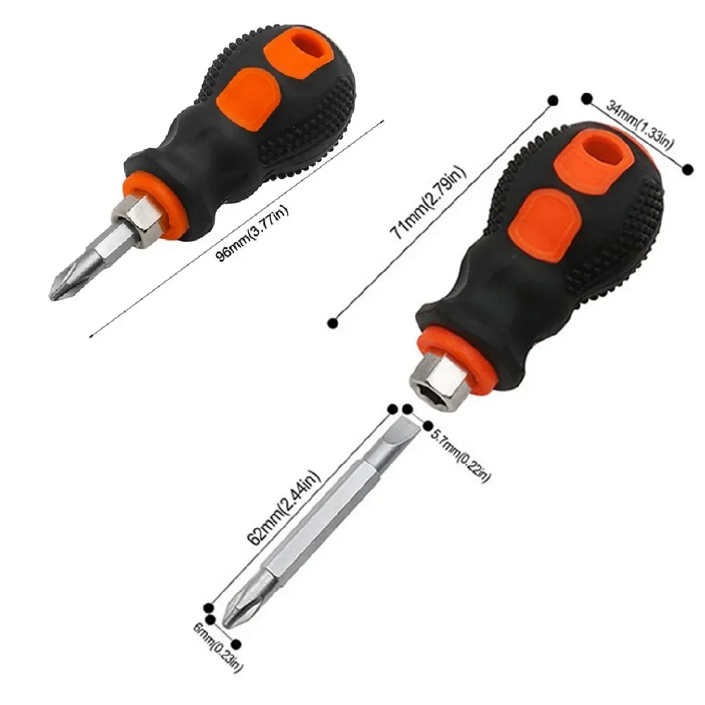 Nützlicher Phillips/Schlitz/Dual-Purpose ohne/mit magnetischem Schraubendreher, tragbares Mini-Handwerkzeug mit kurzem Griff, passend für Demontage/Reparatur – Detail 3
