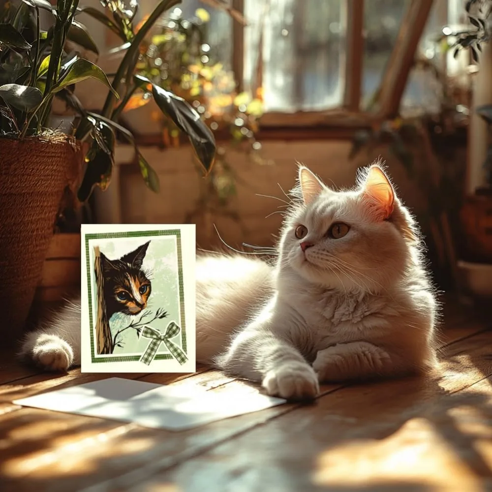 1pc Cat Corners Clear Stamps Kitten with Twig Transparent Stamp Decorative Clear Stamps Craft Stamp Rubber Stamp for Card Making