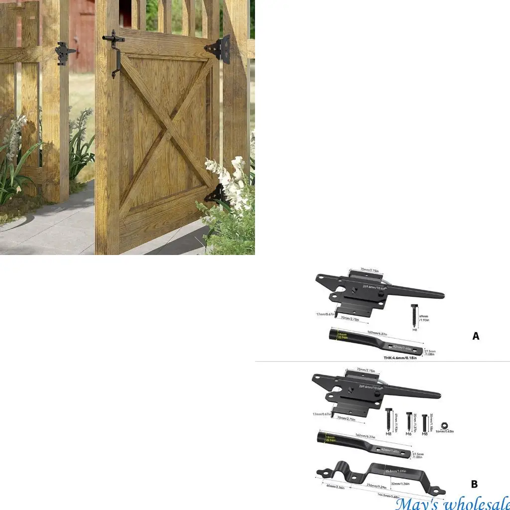 Auto Locking Gate Latches Heavy Duty Latches Iron Security Lock Outdoor Fence Gate Lock Automatic Closing Door Hardware 448A