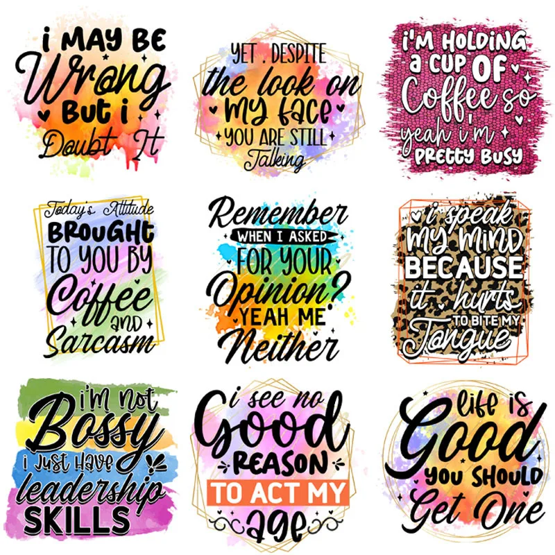 Colorful Life Letter Heat Transfer DIY for Bag Clothes Iron on Transfers T Shirt Thermo Stickers Personalised Tops iron on Patch