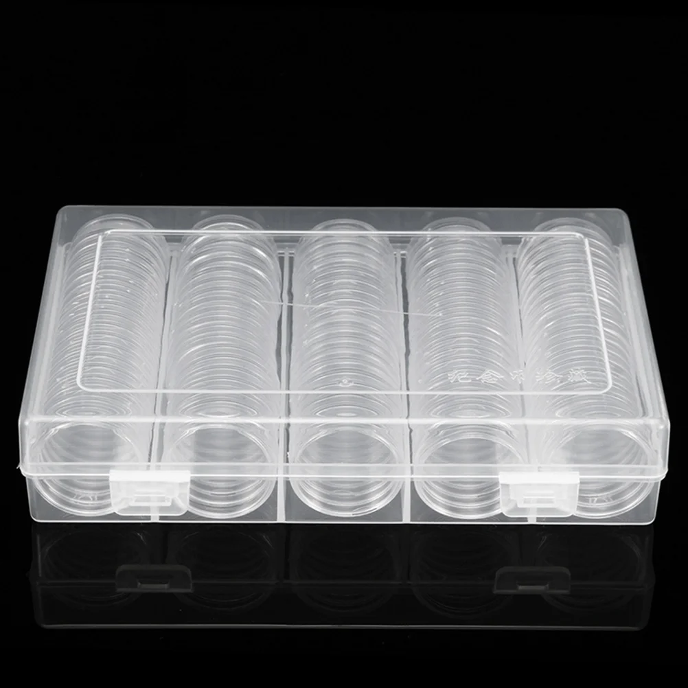 1 set Storage Box Holders for Collectors Clear Plastic Organizer Capsule Case Protective Coin Box Dust-Proof Oxidation-Resistant