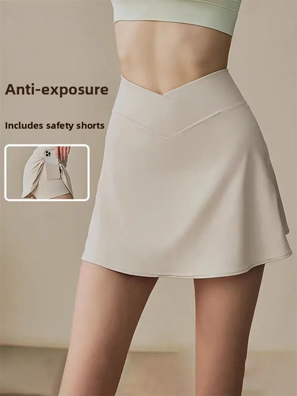 

High Waist Badminton Skirt Women's Fitn Running Tennis Yoga orts Summer Spor Skirt with Inner Leg