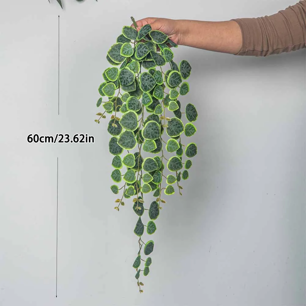 60–80 cm künstliche hängende Ranken, tropische Eukalyptuspflanzen, Kunststoff, Geldblatt, Wandbehang, Rattan für Hochzeit, Haus, Garten, Dekoration – Detail 13