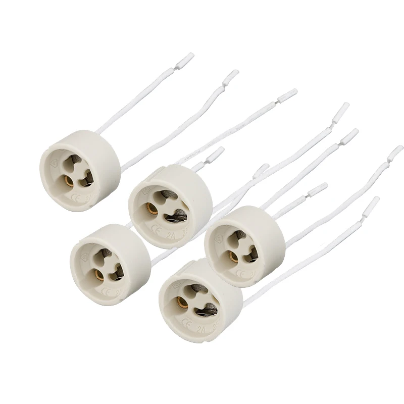 5pcs/lot GU10 LED Bulb\'s Holder Halogen Socket Pottery and Porcelain Lamp Bases