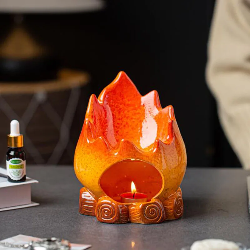 Ceramic Candle Heating Holder Essential Oil Burner Flame Design Aromatherapy Burner Fragrance Censer Home Decoration