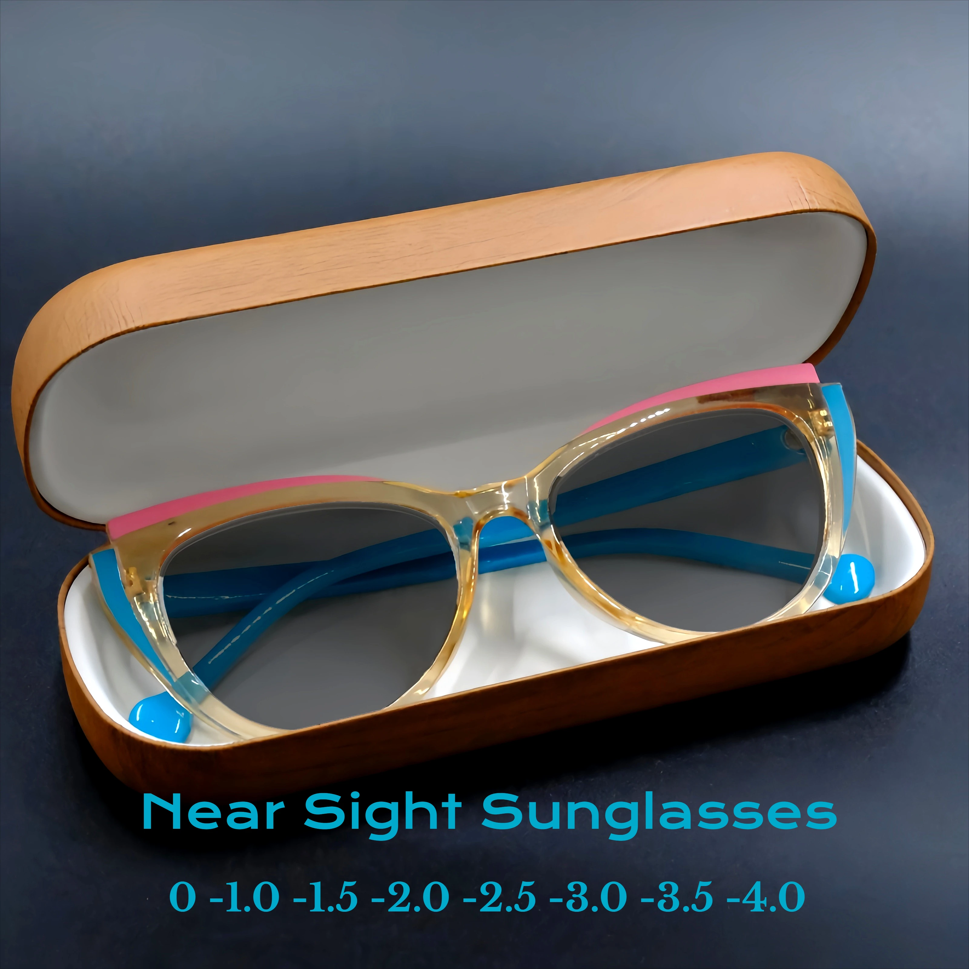 

Oversized Cat Eyes Near Sight Sunglasses for Women Blue Light Blocking Myopia Glasses UV Protection Goggle Shades 0 To -4.0