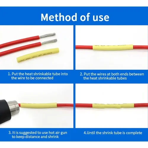 Imagen 2 del producto Tubo termorretráctil de 1M/5M de diámetro, 10mm, 11mm, 12mm, 13mm, 14mm, 15mm, 16mm, 18mm y 20mm, relación de contracción 2:1, funda de Cable aislada de poliolefina