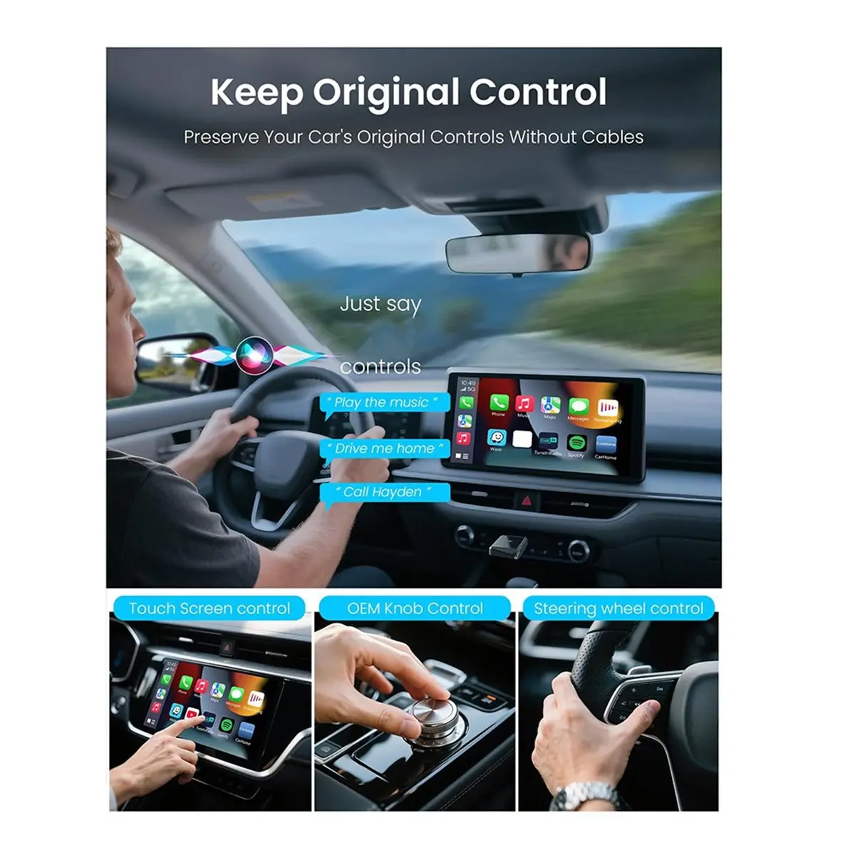2IN1 Wireless CarPlay Android Auto Adapter BT5.2+2.4G 5.8G WIFI USB Dongle Smart Box Convert Wired Carplay to Wireless