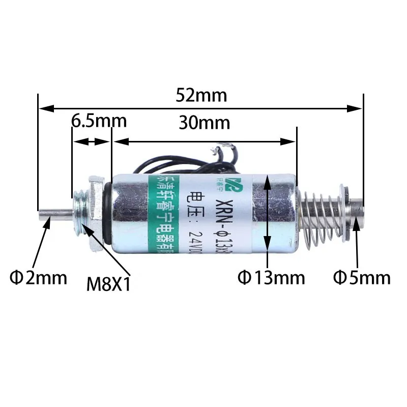 XRN-13-30TL-DC12V/DC24-50g-Force-6mm-Tubular-Push-Type-Electric-Solenoid-Electromagnet