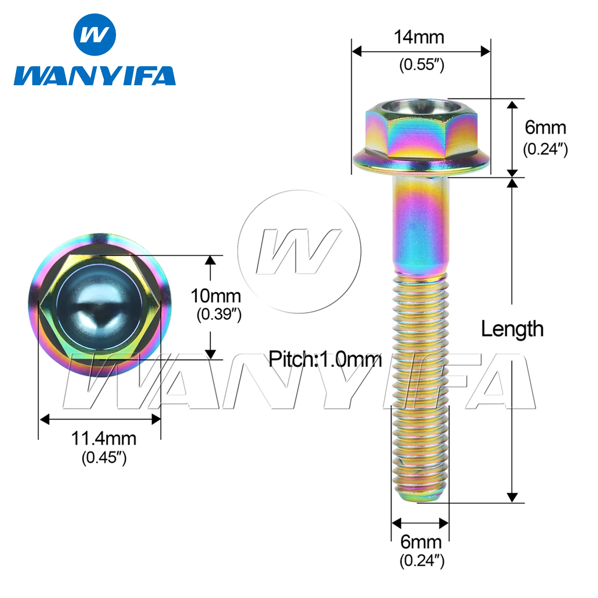 Wanyifa Titanium Bolt M6x10 15 20 25 30 35mm DIN6921 Flange Hex Head Screw for Motorcycle Car Ti Fastener