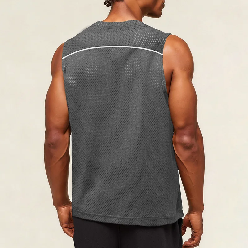Men's Summer Fitness Tank Top Loose V Neck Sleeveless T Shirt Mesh Quick Dry Breathable Basketball Gym Athletic Workout Jersey