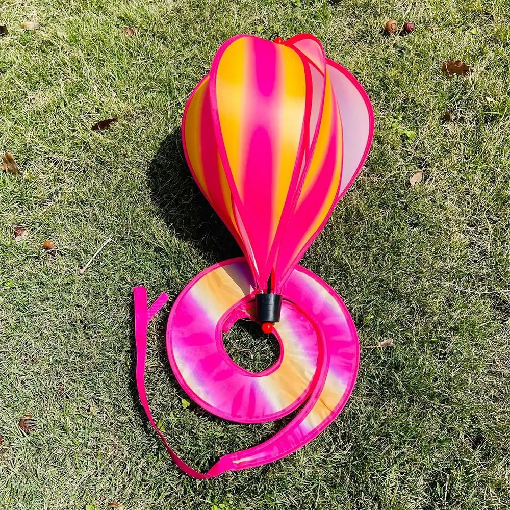 Giant Size Hot Air Balloon Plastic Material Color-changing Film Wind Spinner Rainbow Colors Striped Tie Dye Hanging Wind Twister