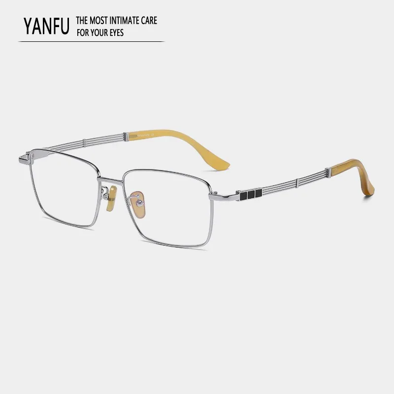 

Business Semi-Rimless Ox Horn Titanium Ultra-Light Glasses Frames Optical Eyewear for Women Men Reading Eyeglasses Myopia