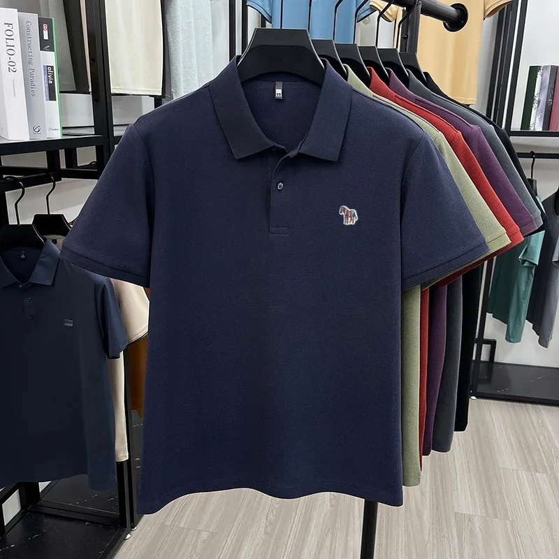 Herren Sommer Baumwolle 100% Poloshirt, Besticktes Kurzarm-T-Shirt mit Kragen, Business Casual Atmungsaktive Herrenbekleidung Oberteile – Detail 29