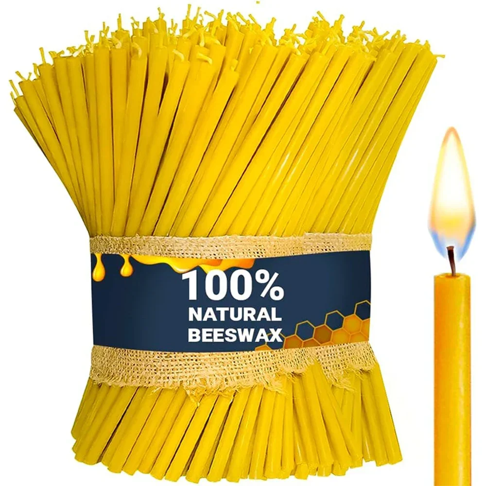 50/100/200Pcs Natural Beeswax Candles Decorative Hanukkah Candles Pure Beeswax Birthday Candle for Church Prayer Cake Christmas