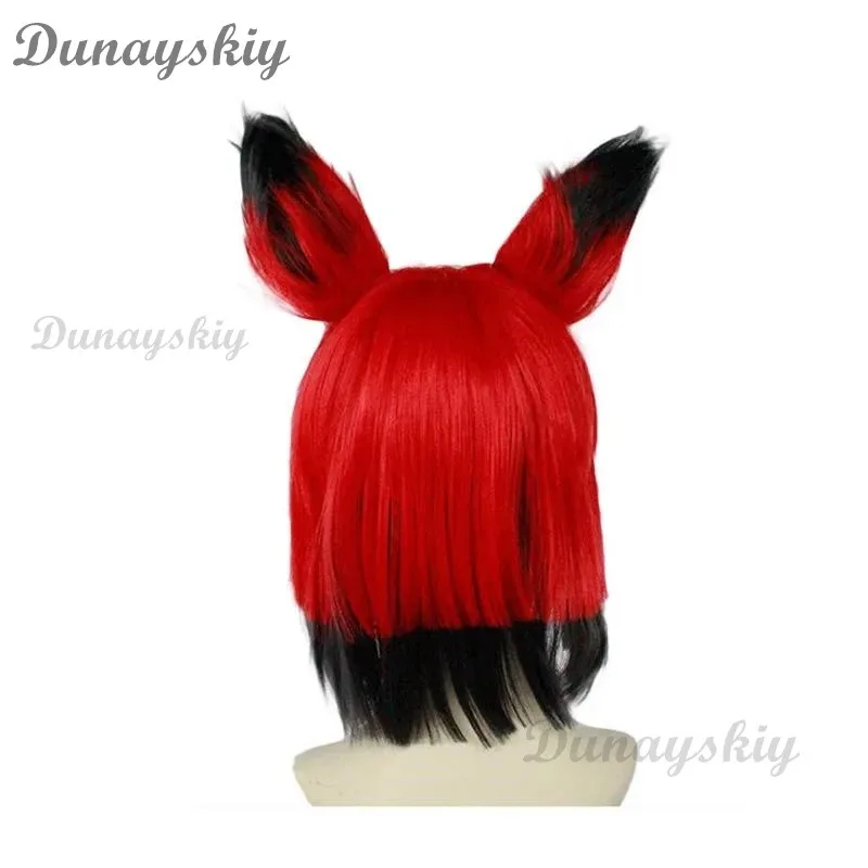 Nuevo Hazbin Cosplay Hotel ALASTOR pelucas de Cosplay accesorios para el cabello con gafas sombreros Halloween carnaval Navidad accesorios de disfraces