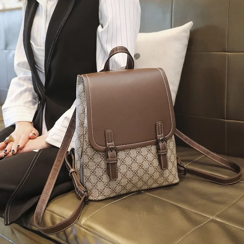 

Вместительный дорожный рюкзак Chikage с защитой от кражи, женский рюкзак с винтажным принтом, Корейская версия, школьный портфель для студентов