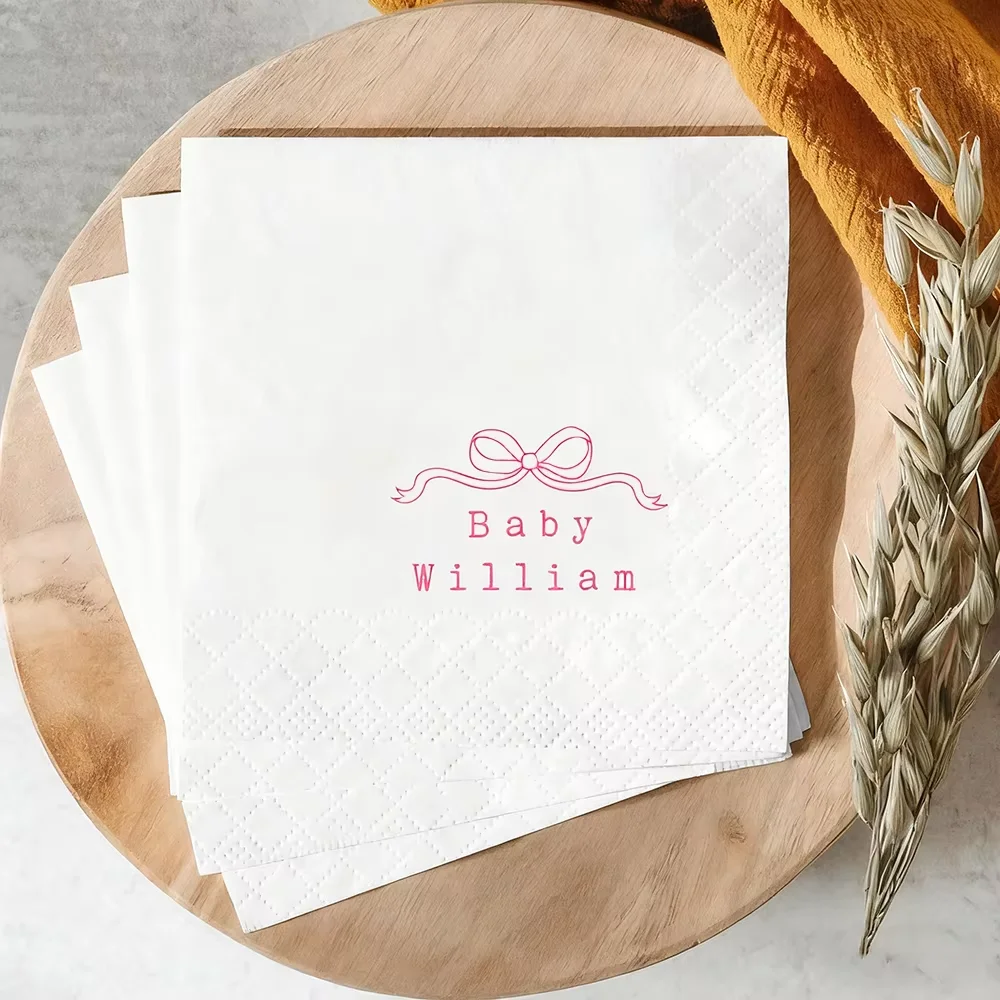 Personalized 20 Sheets Baby Shower Dessert Napkins Cute Gender Reveal Table Decorations Cocktail Napkins Pregnancy Announcement