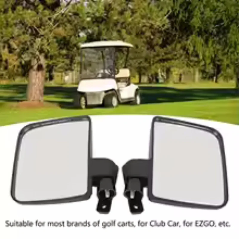 Set of 2- -Universal Golf Cart Side Mirrors For Club Car EZGO Yamaha Adjustable 180 Degree HD Folding Side Rear View Mirrors