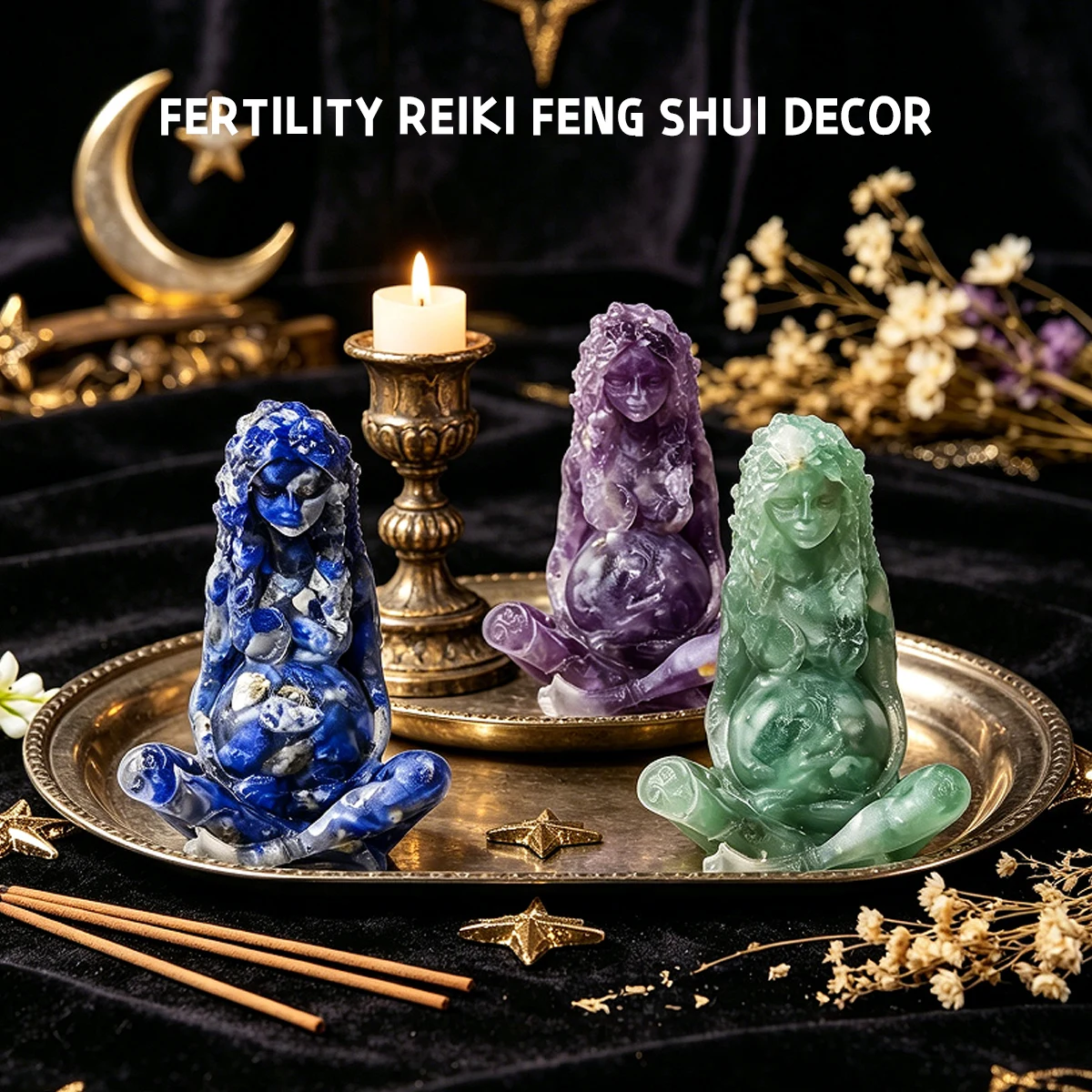 1PC Natural Crystal Carved Pregnant Woman Statue, Reiki Healing Female Figurine, Fertility Amulet Feng Shui Sculpture, Home & Of