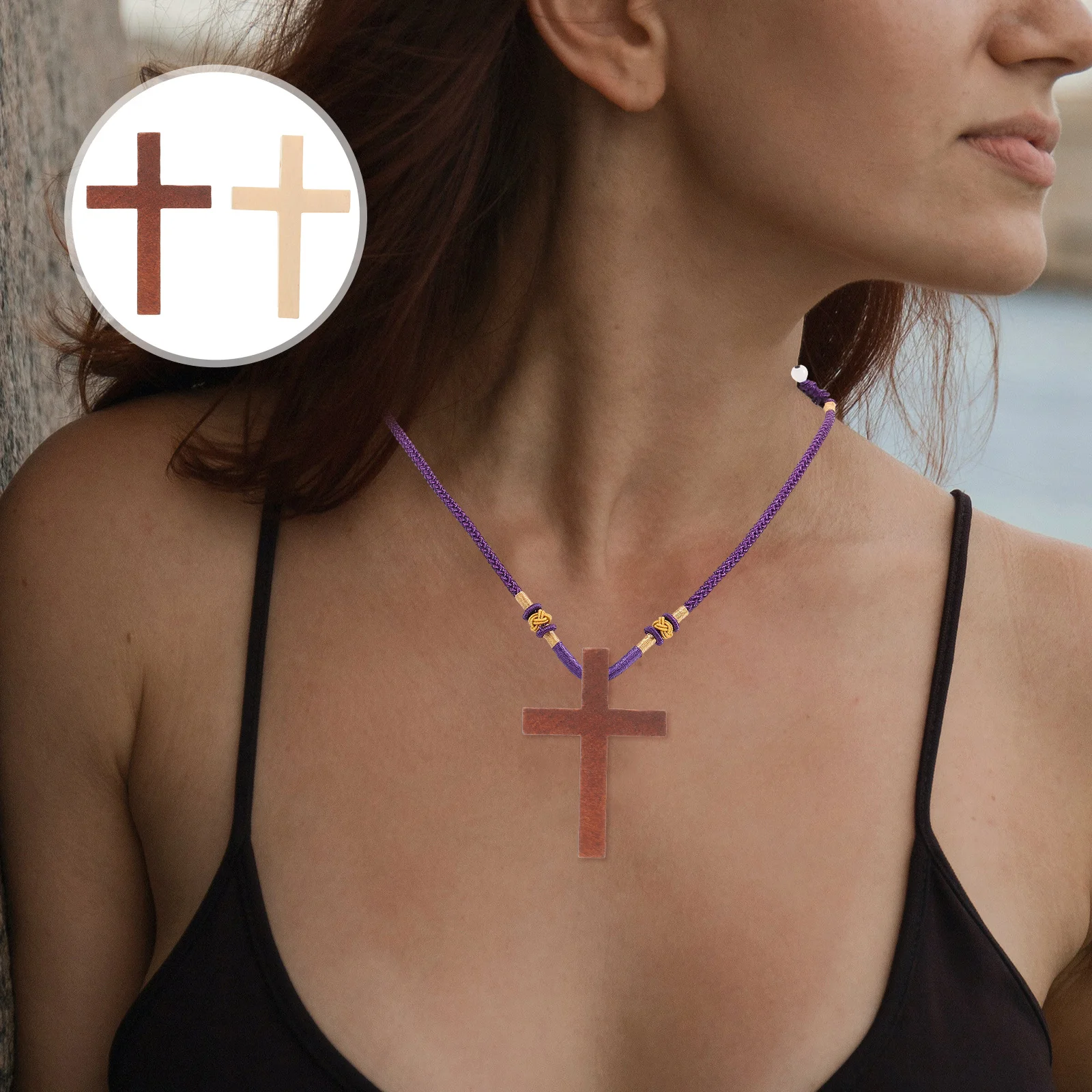 

20pcs Pendants Wooden Cross Charms Natural Wood Bracelet Decor For Party Travel Daily Use Miniature Cross Pendant Jewelry Craft