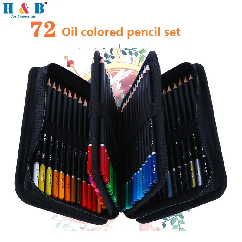 H&B 72/120 Painting Colors Pencil Set Oily/Mixed Lead Graffiti Sketch Drawing Pencils School Supplies for Kids Artist Stationery