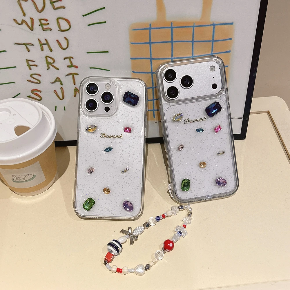 Modische Luxus-Glitzer 3D-Strass-Diamant Transparente Handyhülle für iPhone 17 Pro 16 Pro Max 15 13 14 Stoßfeste Durchsichtige Schutzhülle – Detail 8
