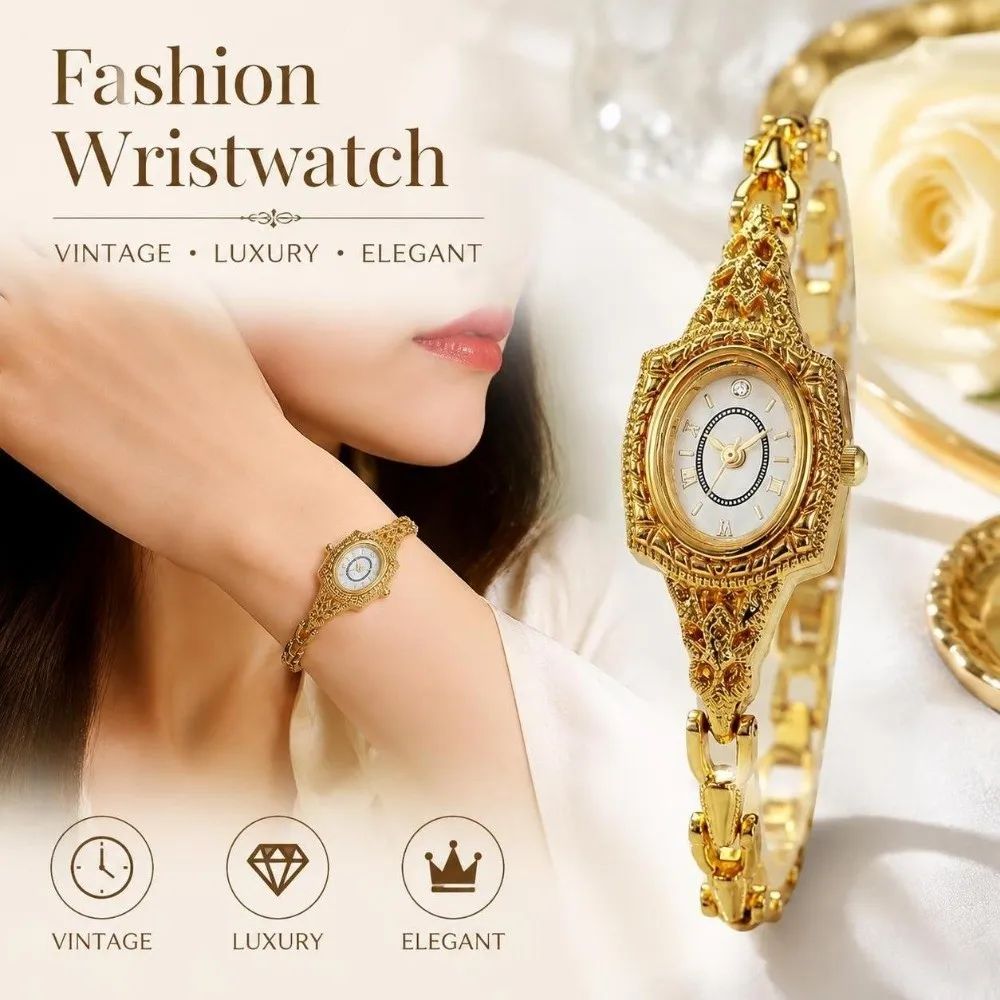 Medieval Style Vintage Ladies Watch Elegant Exquisite Quartz Watch Luxury Small Dial Women's Watch Casual