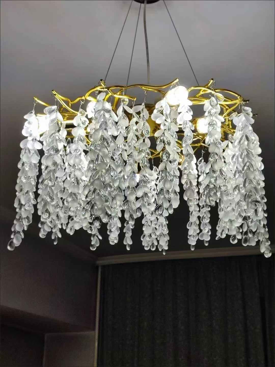 Duplex Building Staircase Chandelier Villa Hollow Middle Floor Empty And High Duplex Living Room Crystal Lamp