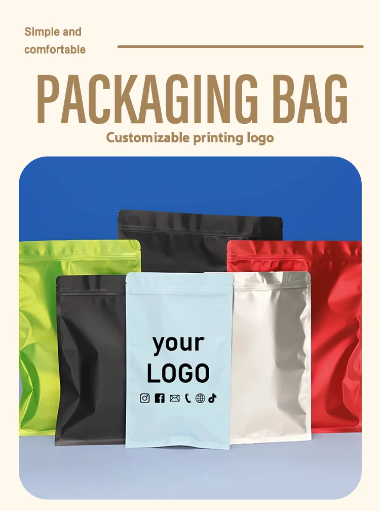 100 Stück Bunte Aluminiumfolien-Selbstverschlussbeutel, Matte Beutel für Schmuck-Geschenkverpackungen, Unterstützung für individuelles Logo – Detail 1