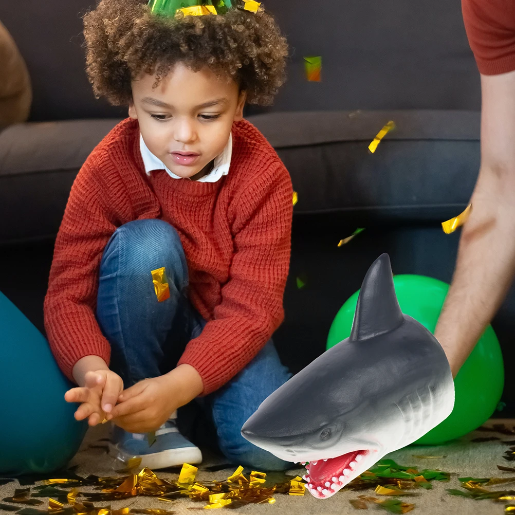 

2 Pcs Shark Puppet Realistic Toy Kids Hand Puppets for Decorative Finger Vinyl Cartoon