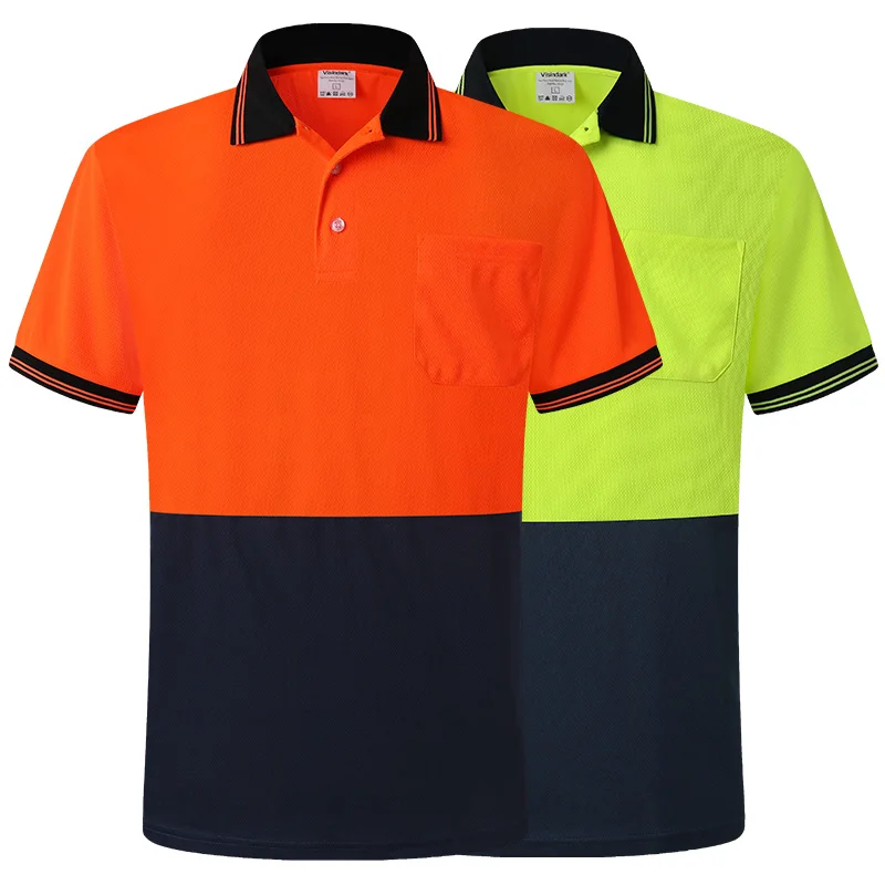 Summer Cargo Polo Shirt Men Short Sleeve Turn Down Collar Contrasting Color Polo Shirt for Men Plus Size S-XXXL