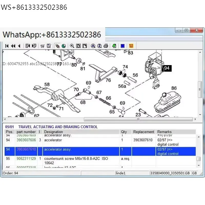 forklift genuine part 3903607606 or 3903607610 accelerator used on 324 335 336 337 electric truck E12/E15/E16/E18/E20/E30