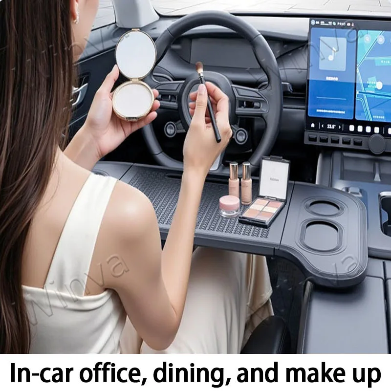 Multifunctional Steering Wheel Desk for Tesla Model 3/Y/Highland/Juniper 2020-2026 – Foldable Tray for Car Office & Dining