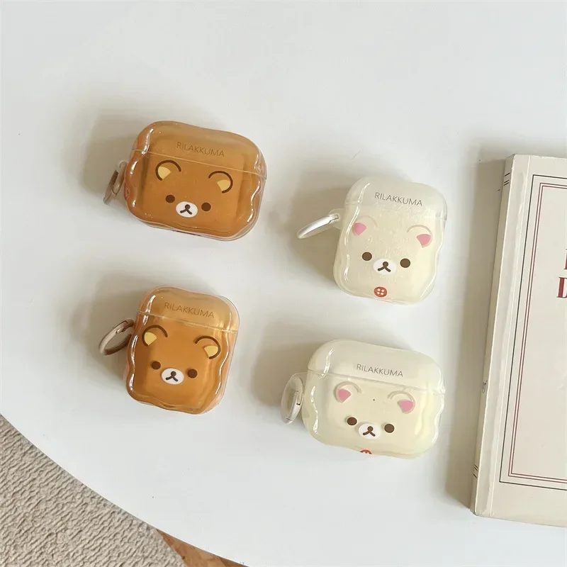 

Couple Cartoon Bear Case for AirPods 4 Airpod 1 2 3 Pro Pro2 Bluetooth Earbuds Charging Box Protective Earphone Case Cover