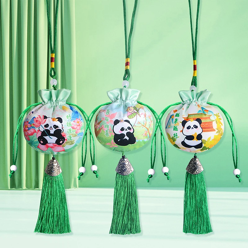 Sachet Empty Bag Chinese Style Jewelry Storage Bag Panda Pattern Embroidery Sachet Lucky Tassel Drawstring Bag