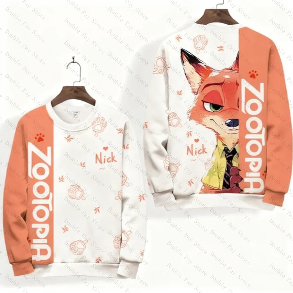 سويت شيرت رجالي Zootopia Judy Nick أنيمي البضائع برقبة دائرية وأكمام طويلة بلوزات بمقاسات كبيرة للخريف والشتاء #3