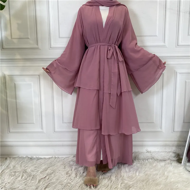 

Ramadan Chiffon Open Abaya Dubai Turkey Kaftan Muslim For Women Kimono Modest Robe Femme Abayas Caftan Marocain Islam Clothing