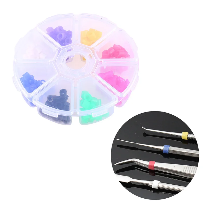 160Pcs/Box Dental Color Code Ring Plastic Identification Circle Orthodontic Instrument Disinfection Classified Consumables
