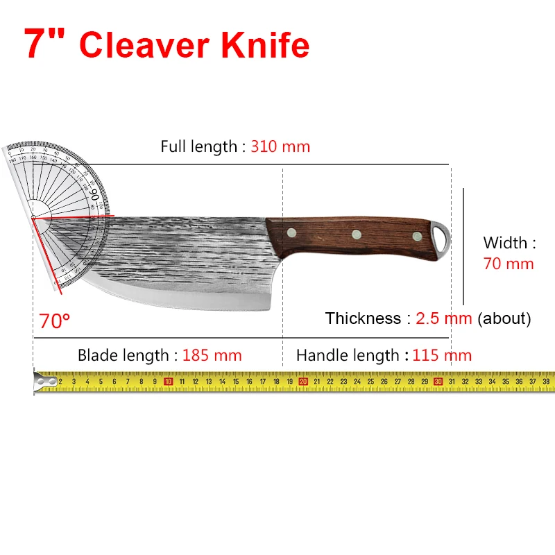 Forged Cleaver Butcher Knife Household Fruit Slicing Meat Wooden Handle Meat Chopping Vegetables Kitchen Knives for Cooking
