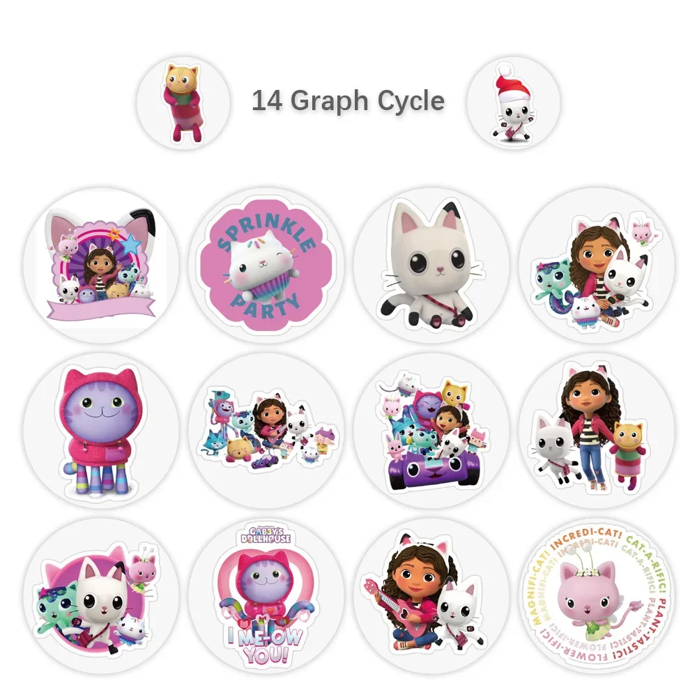 500 Stück Cartoon Gabbys Dollhouse Rollaufkleber Graffiti Koffer Skateboard Handy Niedliche Aufkleber Kinder Dekorationssticker Geschenke – Detail 2