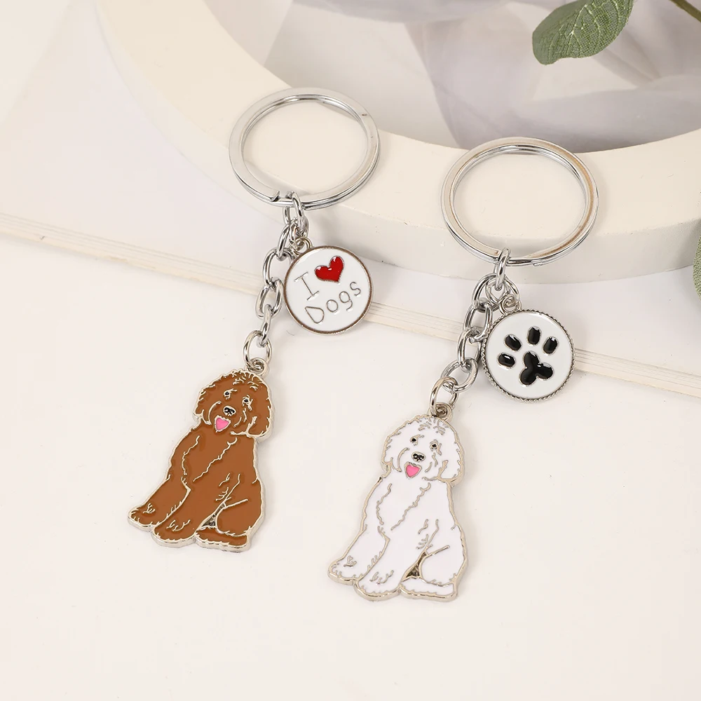 1PCS Cute Animal Keychains Lovely Poodle Teddy Dog Keyring Car Decor Hanging Pendant for Pet Dog Lovers Gifts