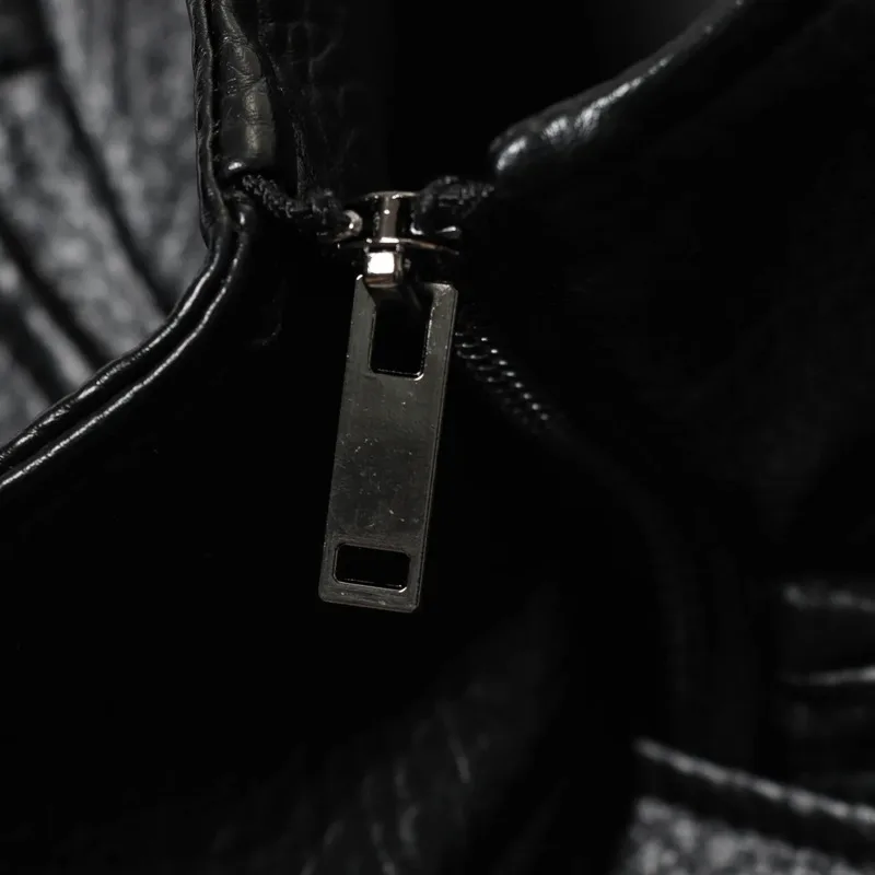 EAEOVNI スタンドカラー黒革ショートジャケット女性のファッションジッパーパッチワークストリートコート 2026 新しいアウターウェア服