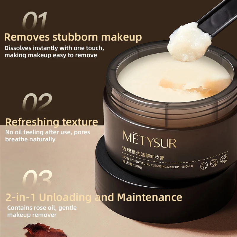METYSUR Makeup Remover Balm, Cleansing for Eyes, Lips, and Face, Hydrating No Drying, Includes Scooper, Sensitive Skin Friendly