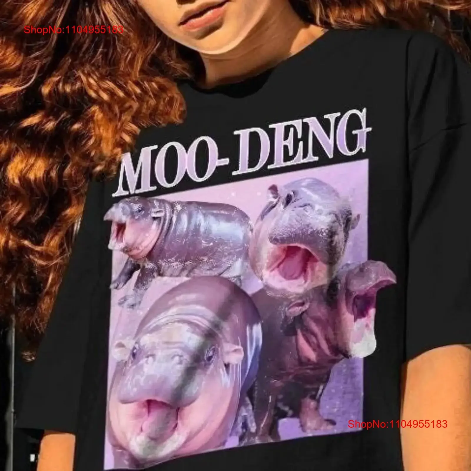 

Moo Deng T Shirt graphic tees bootleg sweaT crewneck gift baby hippo cute vintage Washed Stylish Top For Everyday Wear