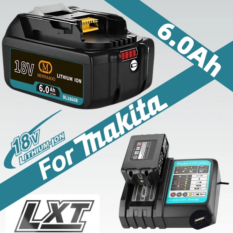 

For Makita 18v Battery Genuine 6.0Ah RechargeableDouble Runtime for BL1850b BL1850 BL1860 BL1840 BL1830 BL1815 Grinders