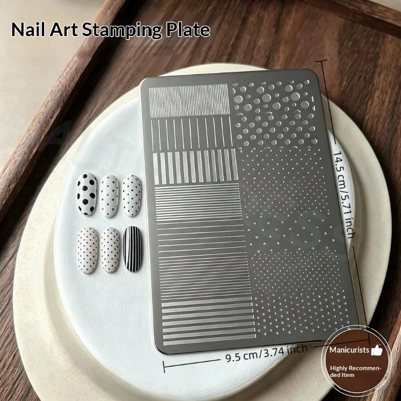 Fashionable Striped Wave Nail Stamping Plates French Manicure Stainless Steel Tool