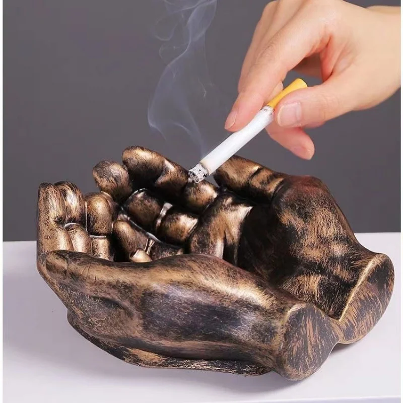 Creative Resin Handicrafts Palm Ashtray Simulated Human Hand Cigar Ashtray Smoking Accessories Golden Hand Home Decoration