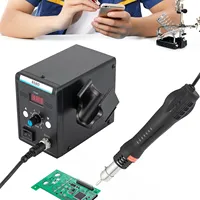 858D Hot Air Rework Station for Electronics Repairing Desoldering Welding, 220V SMD Soldering Station with Hot Air Gun+3 Nozzles
