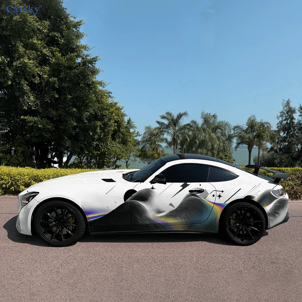 

Flowing Line Ink Paint Car Vinyl Wraps Decal Self-adhesive PVC Sticker Suitable for Trucks SUV Decoration Auto Accessories Gift